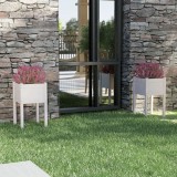 Cumpara ieftin Jardiniere de grădină, 2 buc., alb, 40x40x70 cm, lemn masiv pin