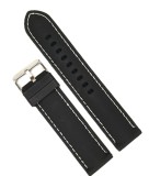 Cumpara ieftin Curea Silicon Neagră cu Cusătură Albă &ndash; 22/22, 20/18 și 18/16 mm &ndash; Grosime 4 mm