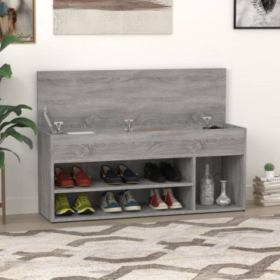 vidaXL Bancă pentru pantofi gri sonoma 105x30x45 cm lemn prelucrat 816057 foto