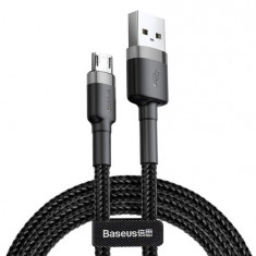 Baseus Micro USB Cafule Cablu de date și încărcare 2,4A 0,5 m gri negru (CAMKLF-AG1)
