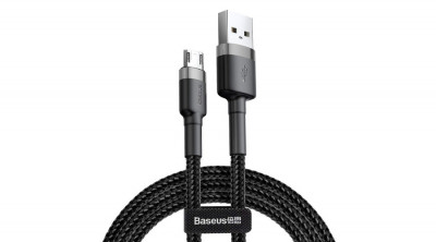 Baseus Micro USB Cafule Cablu de date și &amp;icirc;ncărcare 2.4A 1m gri negru (CAMKLF-BG1) foto