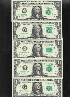 Statele Unite ale Americii USA SUA 5 x 1 dollar 2017A Atlanta F aunc FW foto