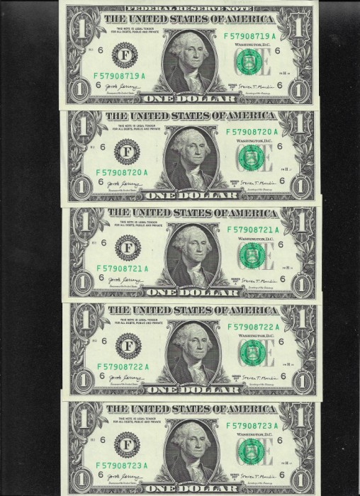 Statele Unite ale Americii USA SUA 5 x 1 dollar 2017A Atlanta F aunc FW