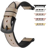 Curea hibrid piele-silicon, compatibila cu Apple Watch 10, 46mm, Skin Tone