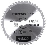Disc circular Strend Pro TCT 254x3.0x30/20 mm, 48T, pentru lemn, cu placute vidia