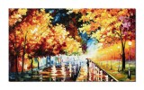 Cumpara ieftin Tablou indragostiti GIGANT pictat manual dormitor, living, Este seara noastra, 120x70cm ulei pe panza in relief efect 3D