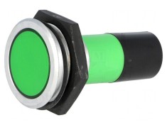 Lampă LED verde 230VAC &Oslash;30,2mm IP67 alamă