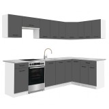 Praktik 330 bucătărie de colț corp alb, front antracit