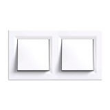 Leziter Nova comutator dublu 10A 250V 106 alb cu cadru dublu