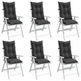 VidaXL Perne scaun cu spătar &icirc;nalt, 6 buc. antracit 120x50x7 cm textil