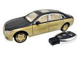 Macheta metal Mercedes Maybach S Class negru auriu 1:24 telecomanda deschidere electrica usi capota portbagaj lumini si sunete
