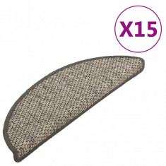 Covorașe autoadezive scări 15 buc antracit 65x25cm aspect sisal