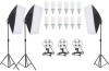 Kit de 3 softboxuri, soclu de 4 becuri, 3 trepiezi reglabili 200 cm, 12 becuri de 150W, Dactylion