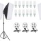 Kit de 3 softboxuri, soclu de 4 becuri, 3 trepiezi reglabili 200 cm, 12 becuri de 150W