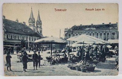 TIMISOARA , PIATA KOSSUTH LAJOS , CARTE POSTALA ILUSTRATA , 1909 foto