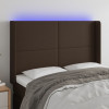Tablie de pat cu LED, maro, 147x16x118/128 cm, piele ecologica GartenMobel Dekor, vidaXL
