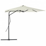 Umbrelă soare de exterior cu st&acirc;lp din oțel, nisipiu, 300 cm, vidaXL