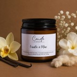 Vanilie și mosc lum&acirc;nare parfumată din ceară naturală de soia &icirc;n sticlă ambră