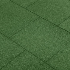 Placi de protectie la cadere 12 buc, verde, 50x50x3 cm, cauciuc GartenMobel Dekor