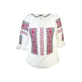 Bluza tip ie traditionala, dama, ML26, marime M, alb/rosu