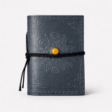 Agenda mica din piele naturala decorata cu piatra - Gri