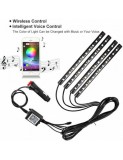 Kit 4 Lumini Ambientale RGB cu Aplicatie Telefon Bluetooth, 12V, 12 LED, 22 cm LAL-12, Xenon Bright