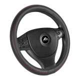 Husa volan de culoare neagra, cusatura rosie, diametru 37-39cm, material cauciucat