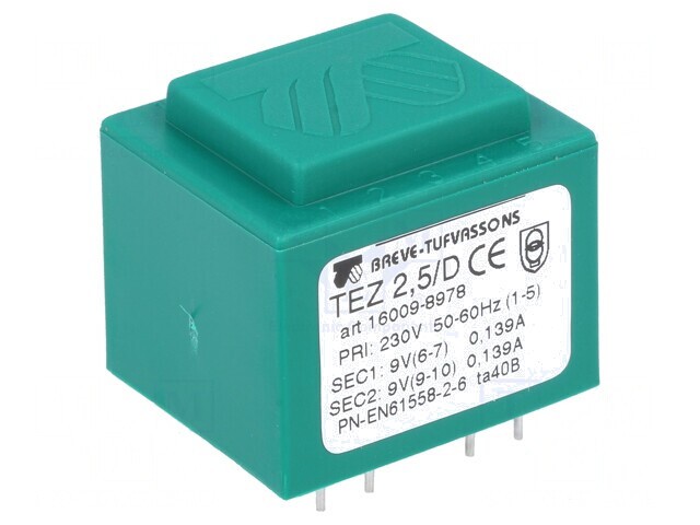 Transformator &icirc;ncapsulat 2,5VA 230V 9V 138mA