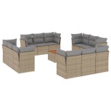 Cumpara ieftin Set canapele de gradina, 13 piese, cu perne, bej, poliratan