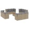 Set canapele de gradina, 13 piese, cu perne, bej, poliratan