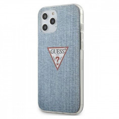 Husa de protectie telefon Guess pentru Iphone 12 Pro Max, Model Denim, Plastic TPU, GUHCP12LPCUJULLB, Albastru Deschis