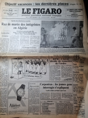 ziarul francez &amp;quot;le figaro&amp;quot; 14 iunie 1990 - articol si foto mineriada foto