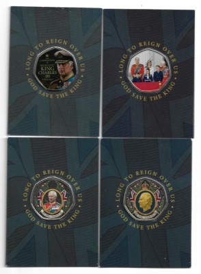 Marea Britanie - GOD SAVE THE KING 4x50p - 4xMedalie/Moneda Comemorativa foto