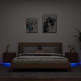 Cumpara ieftin Noptiere montate pe perete cu lumini LED, 2 buc., stejar maro