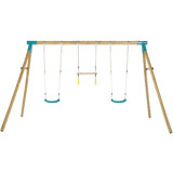 Leagan din lemn pentru 3 copii Mangabey Swing Set Plum 27656