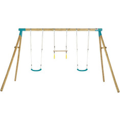 Leagan din lemn pentru 3 copii Mangabey Swing Set Plum 27656