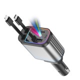 Modulator FM Bluetooth Auto cu USB-C, USB, Incarcare Rapida si LED RGB, negru