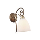 Aplică Nobile AP1 Klausen Elegance, iluminat interior clasic, 30x29x14.5 cm, metal auriu bronz, abajur sticlă albă, dulie E27, design rafinat