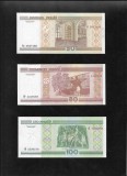 Set Belarus 20 + 50 + 100 ruble 2000 unc pret pe set