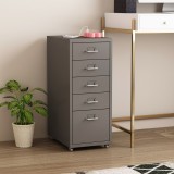 Dulap birou Kokar 69x28x41cm gri mobil cu 5 sertare [en.casa] HausGarden Leisure