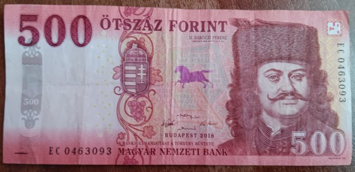 B11 29 - Bancnota foarte veche - Ungaria - 500 forint - 2018