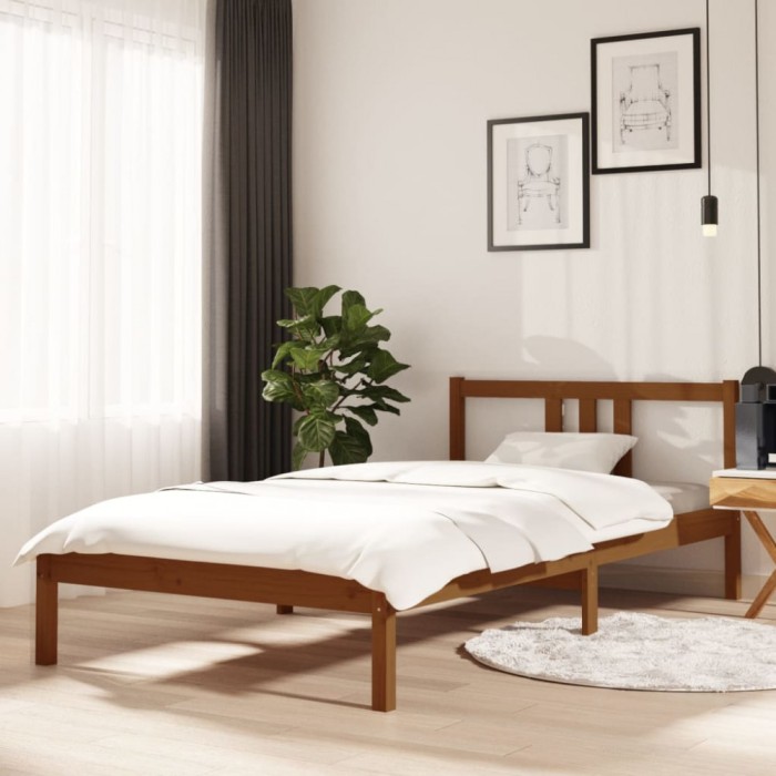 vidaXL Cadru de pat, maro miere, 100x200 cm, lemn masiv de pin 814877