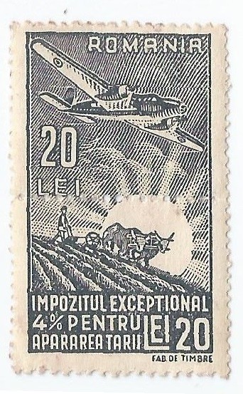 *Romania, lot 1008 cu 1 timbru fiscal pentru impozite, 1941, MLH