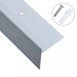 Profile trepte formă de F, 15 buc., argintiu, 134 cm, aluminiu