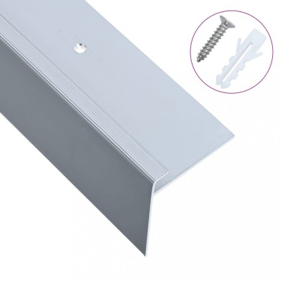 Profile trepte formă de F, 15 buc., argintiu, 134 cm, aluminiu foto