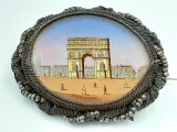 Superba brosa veche Franta anii 1880, micro pictura pe sticla