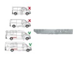 Piese de reparatie pentru panoul lateral MERCEDES SPRINTER, 07.2006-2018; VW CRAFTER (2E), 12.2005-04.2017, partea dreapta, superior; metal; latimea