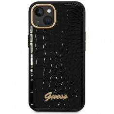 Husa Cover Guess Croco Metal camera pentru iPhone 14 Plus Black