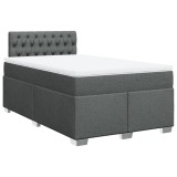 Cumpara ieftin Pat box spring cu saltea, gri inchis, 120x190 cm, textil