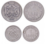 Monede romanesti, 2 lei 1875, 1 leu 1873